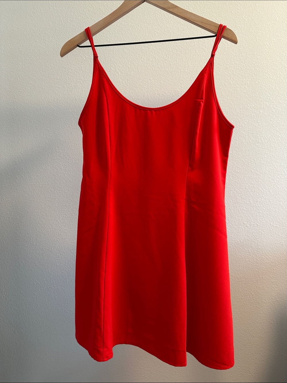 Zara Bold Red Mini Slip Dress with Thin Straps